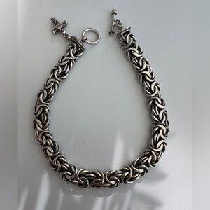 Heavy Sterling Silver Woven Chain Necklace 925 CAROL